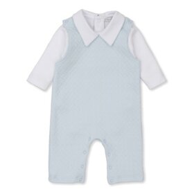 Kissy Kissy Blue Jacquard Overall Set
