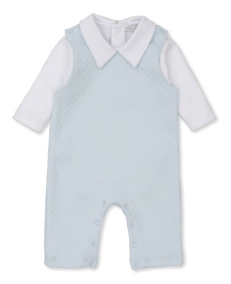 Kissy Kissy Blue Jacquard Overall Set