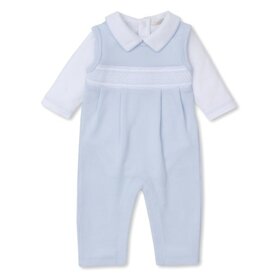 Kissy Kissy CLB Blue Punto Ingles Smocked Overall Set