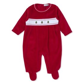 Kissy Kissy Red Velour Smocked Footie