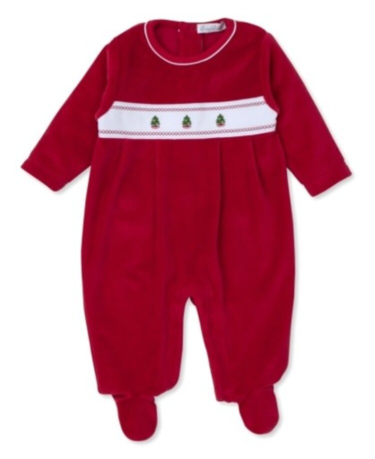 Kissy Kissy Red Velour Smocked Footie