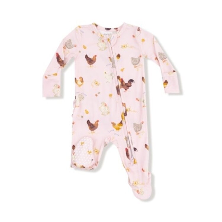 Angel Dear Collector Chickens - Pink - 2 Way Ruffle Zipper Footie
