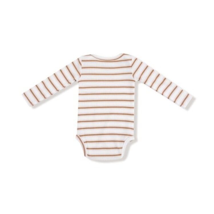Angel Dear Vintage Stripe - Brown - Lap Shoulder Bodysuit