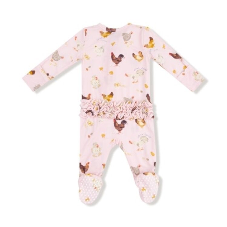 Angel Dear Collector Chickens - Pink - 2 Way Ruffle Zipper Footie