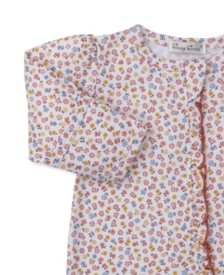 Kissy Kissy Pumpkin Floral Zip Footie