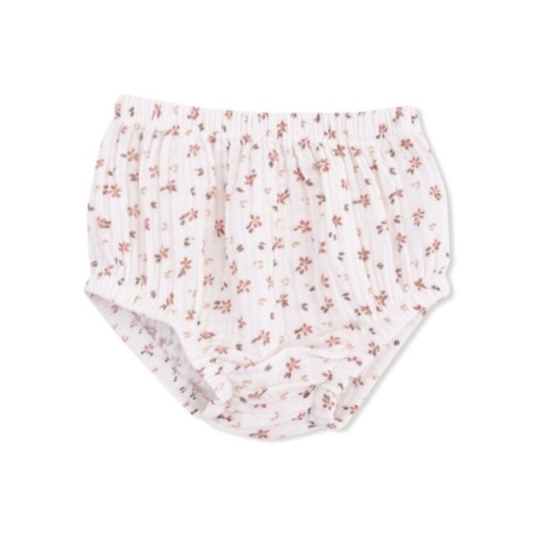 Angel Dear Carrie Floral - Muslin - Simple L/S Peter Pan Collar Dress + Diaper Cover