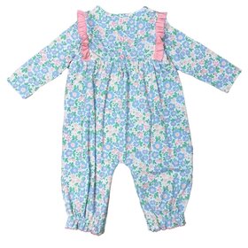 Ishtex Blue Floral Ruffle Romper