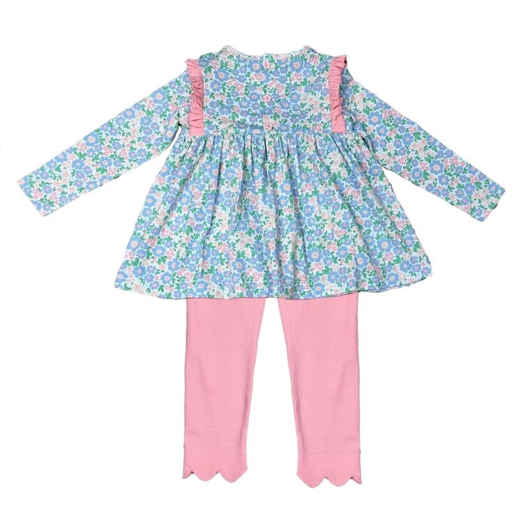 Ishtex Blue Floral Ruffle Legging Set