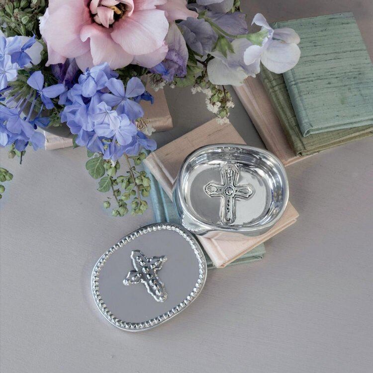 Beatriz Ball Baby Cross  Oval Keepsake Box