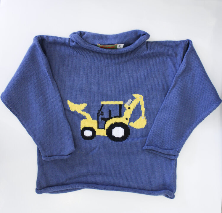Luigi Kids Steel Blue Backhoe Sweater