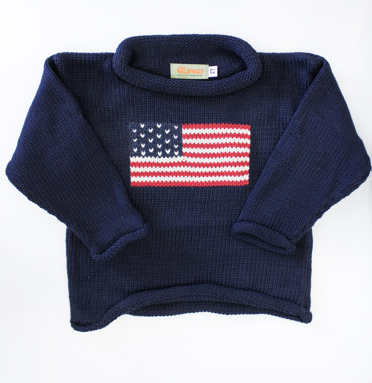 Luigi Kids Navy American Flag Sweater