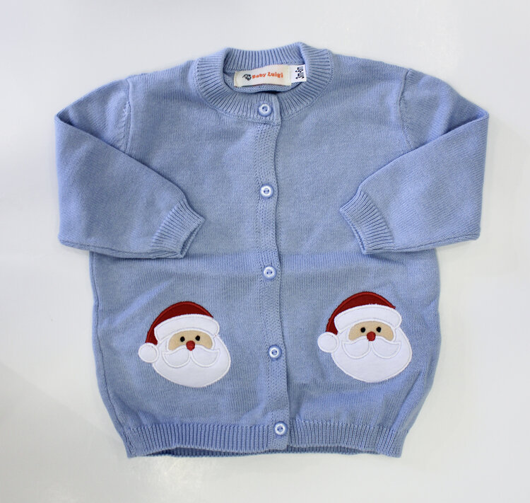 Luigi Kids Blue Santa Cardigan
