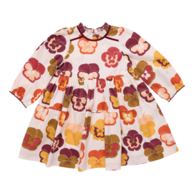 Pink Chicken girls charlie dress - autumn pansies