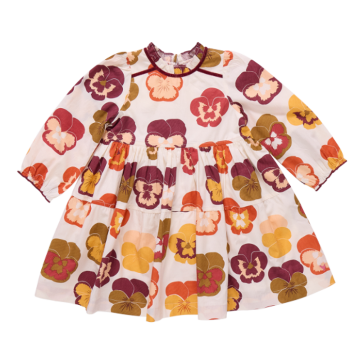 Pink Chicken girls charlie dress - autumn pansies