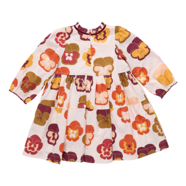 Pink Chicken girls charlie dress - autumn pansies