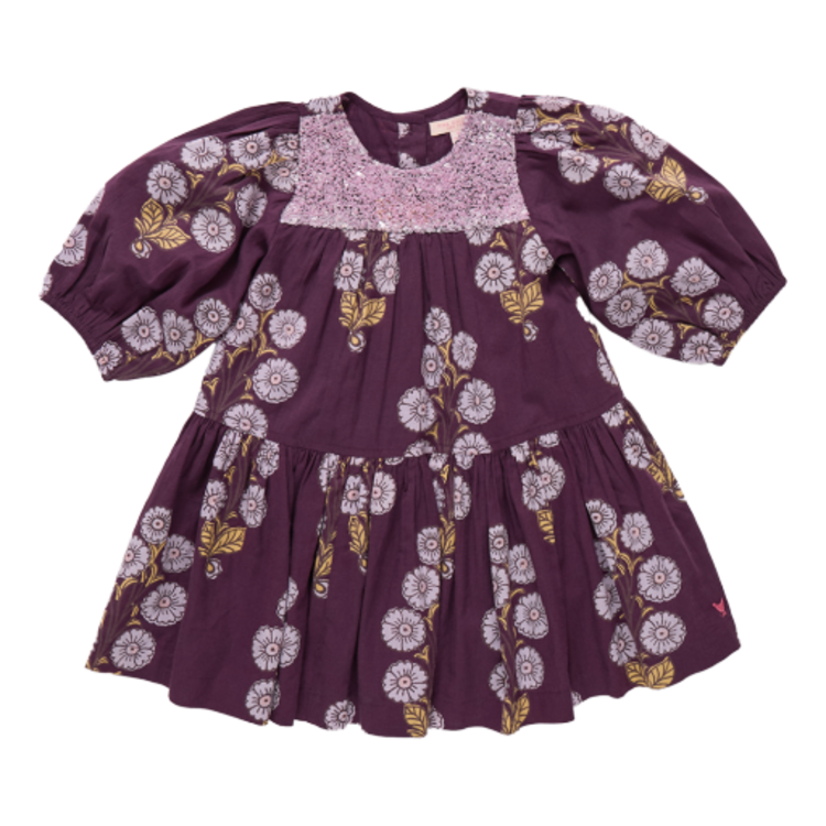 Pink Chicken girls fiona dress - plum buttercup floral