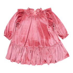 Pink Chicken girls velour harper dress - desert rose