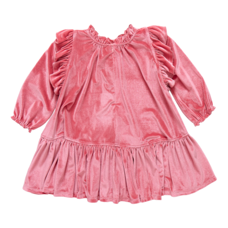 Pink Chicken girls velour harper dress - desert rose
