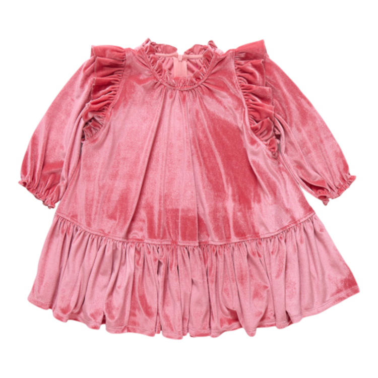 Pink Chicken girls velour harper dress - desert rose