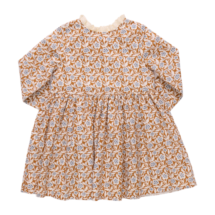 Pink Chicken girls autumn dress - gold climbing floral