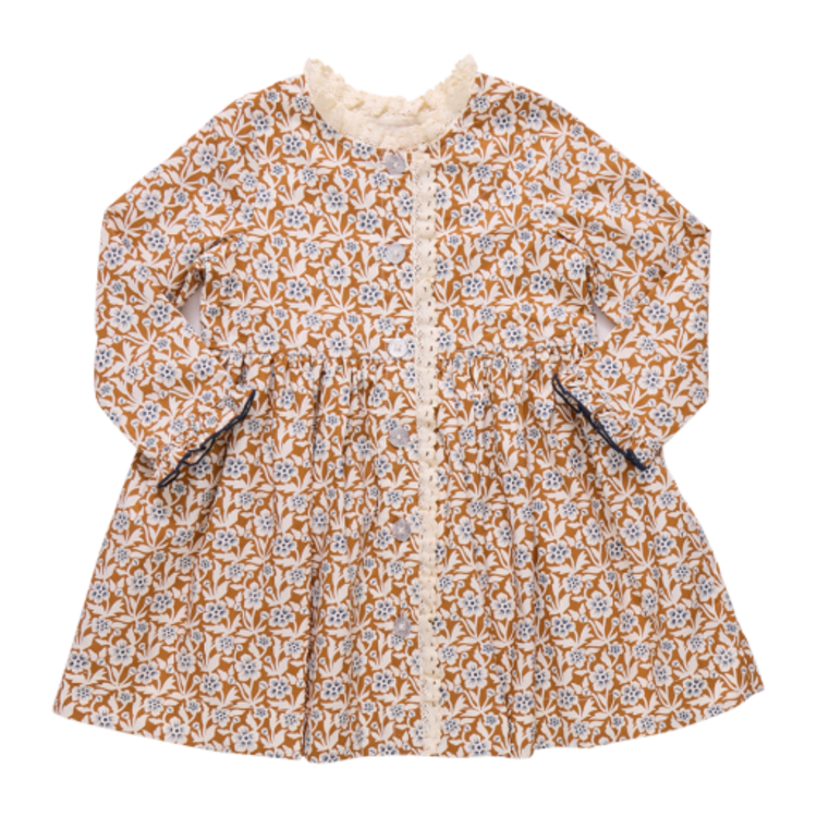 Pink Chicken girls autumn dress - gold climbing floral
