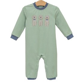 Trotter Street Kids Green Stripe Dog Romper