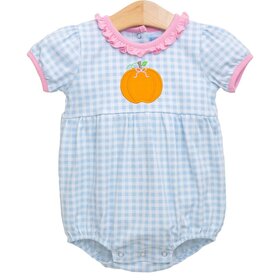 Trotter Street Kids Blue Check Ruffle Pumpkin Bubble