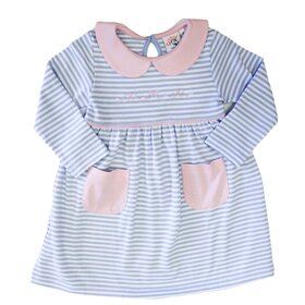 Luigi Kids Blue Stripe Bow Dress