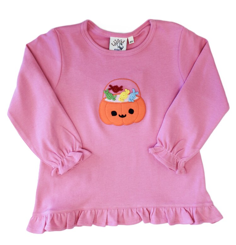 Luigi Kids Pink Halloween Bucket Ruffle Swing Top