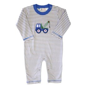 Luigi Kids Brown Stripe Tow Truck Romper