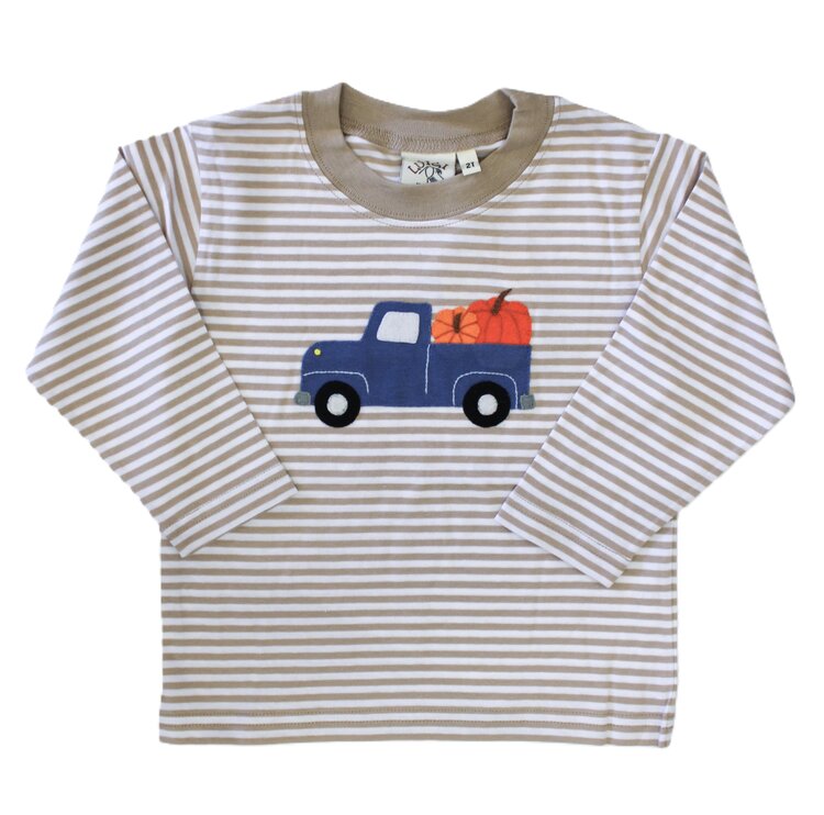 Luigi Kids Brown Stripe Pumpkin Truck Shirt