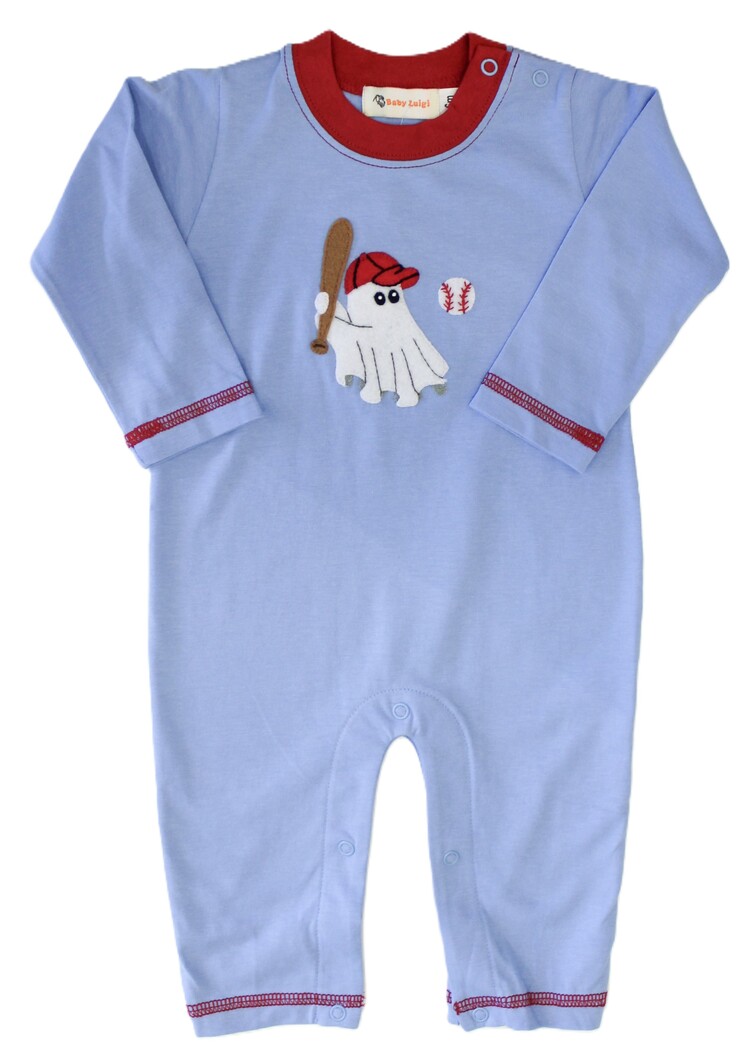 Luigi Kids Blue Baseball Ghost Romper