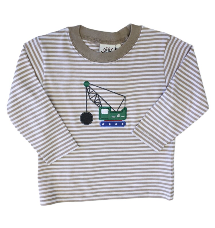 Luigi Kids Brown Stripe Crane Shirt