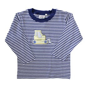 Luigi Kids Navy Stripe Bulldozer Shirt
