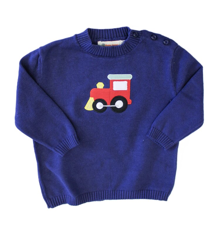 Luigi Kids Navy Train Sweater