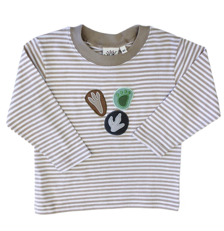 Luigi Kids Sand Stripe Dino Foot Print Shirt