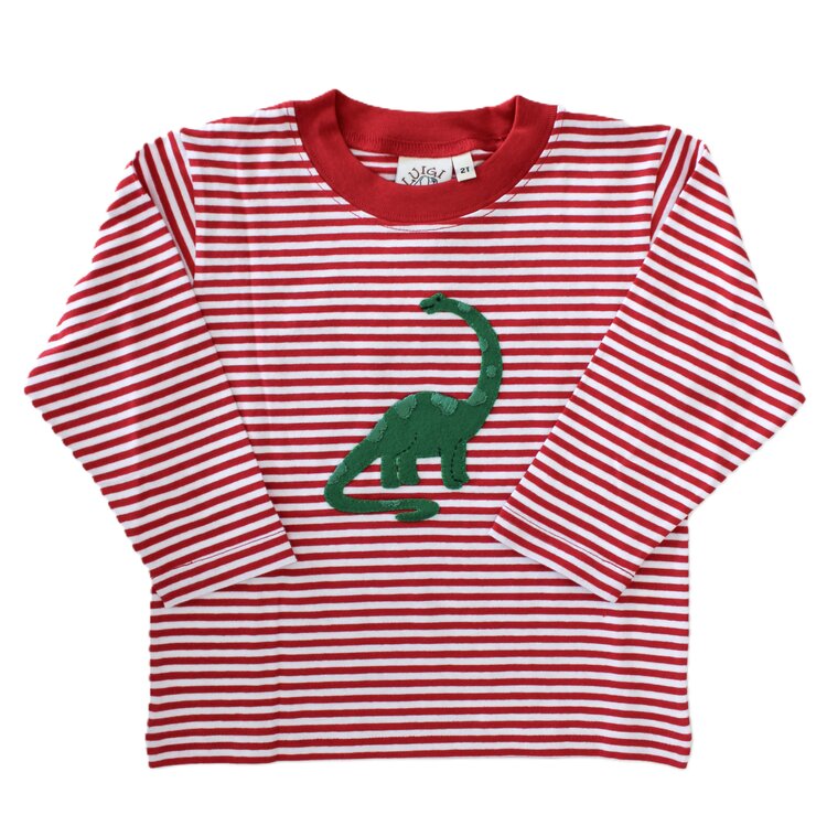 Luigi Kids Red Stripe Brontosaurus Shirt