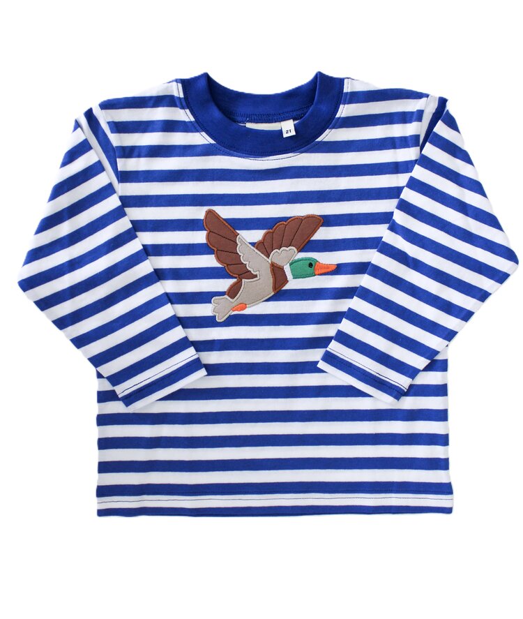 Luigi Kids Navy Stripe Flying Mallard Shirt