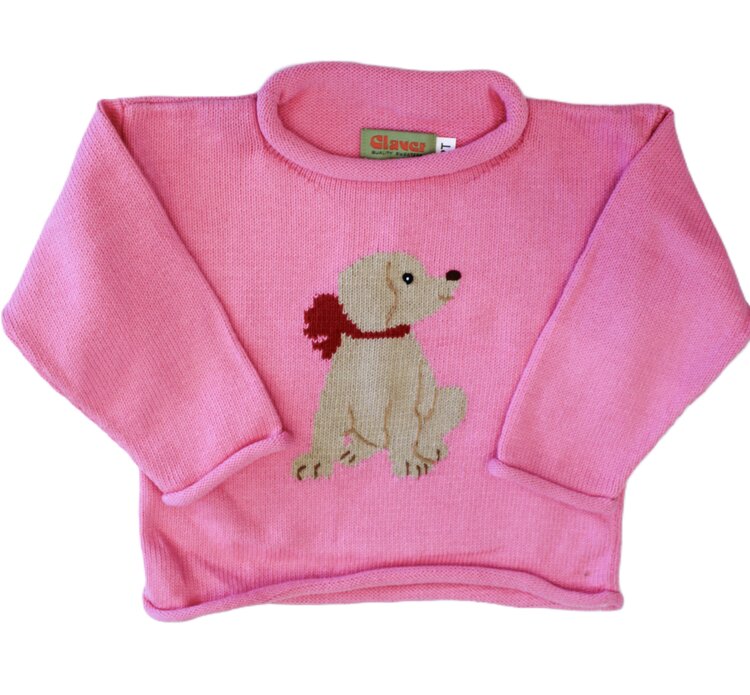 Luigi Kids Pink Lab with Bow Sweater