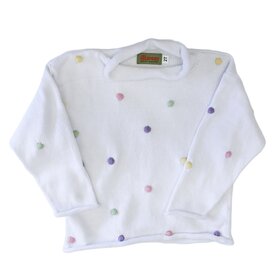 Luigi Kids White Pastel Dot Sweater