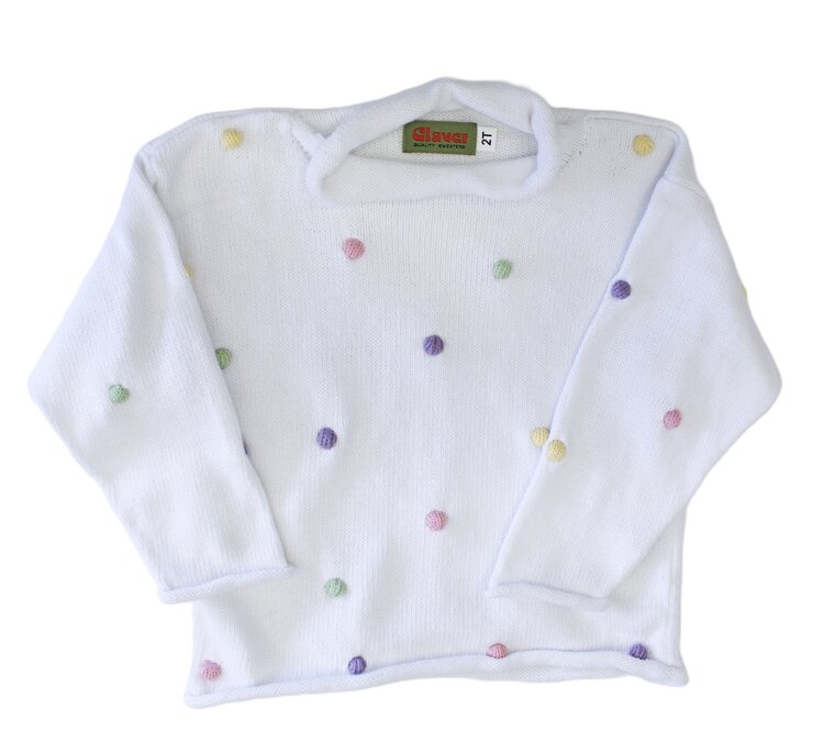 Luigi Kids White Pastel Dot Sweater