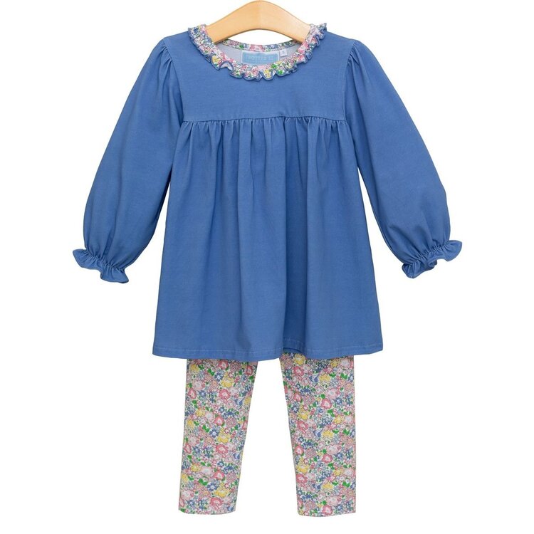 Trotter Street Kids Blue Floral Pant Set