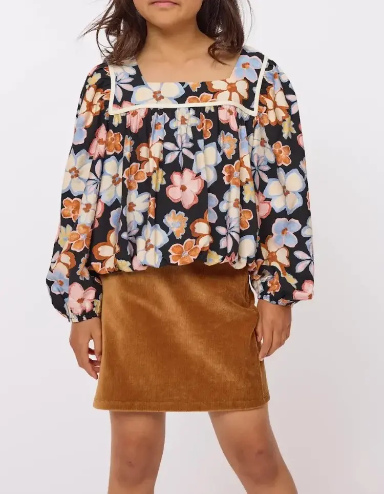 Sadie & Sage Black Posy Bubble Top
