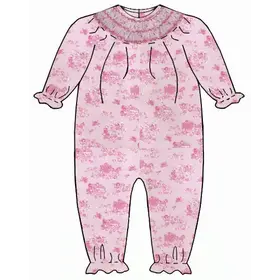Petit Bebe Pink French Toile Romper