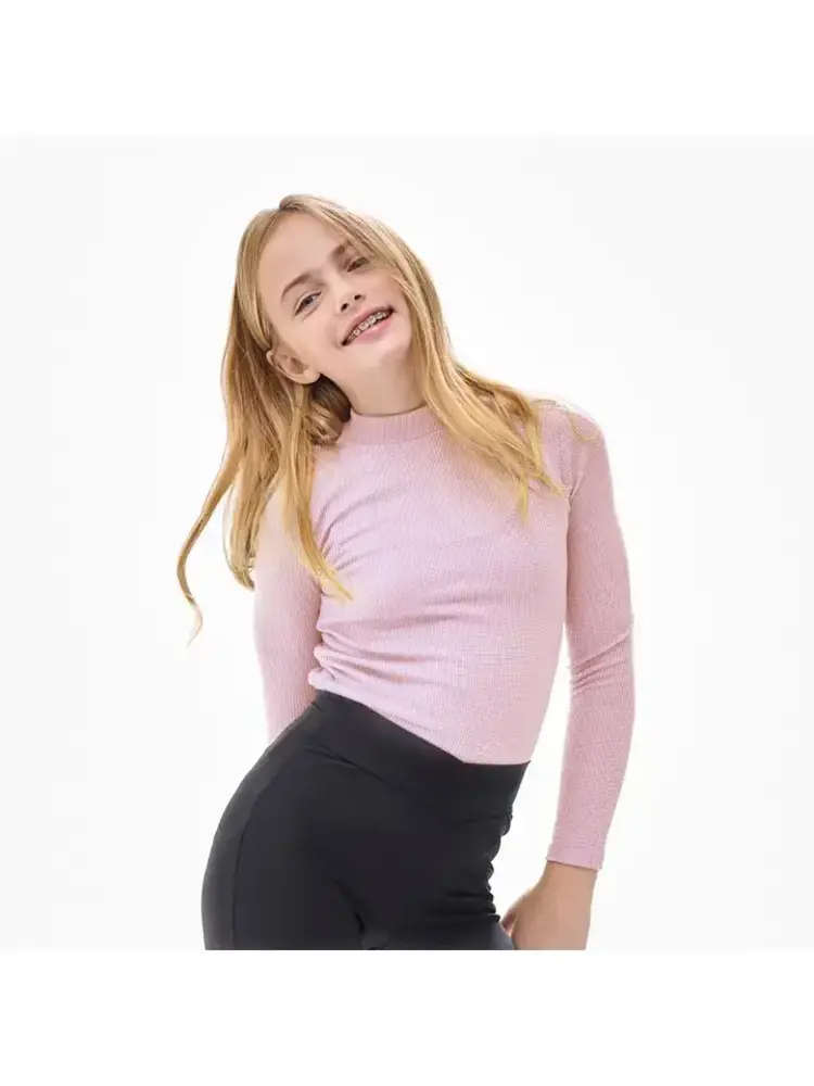 Good Girl Thermal Knit Mock Neck Basic Top -