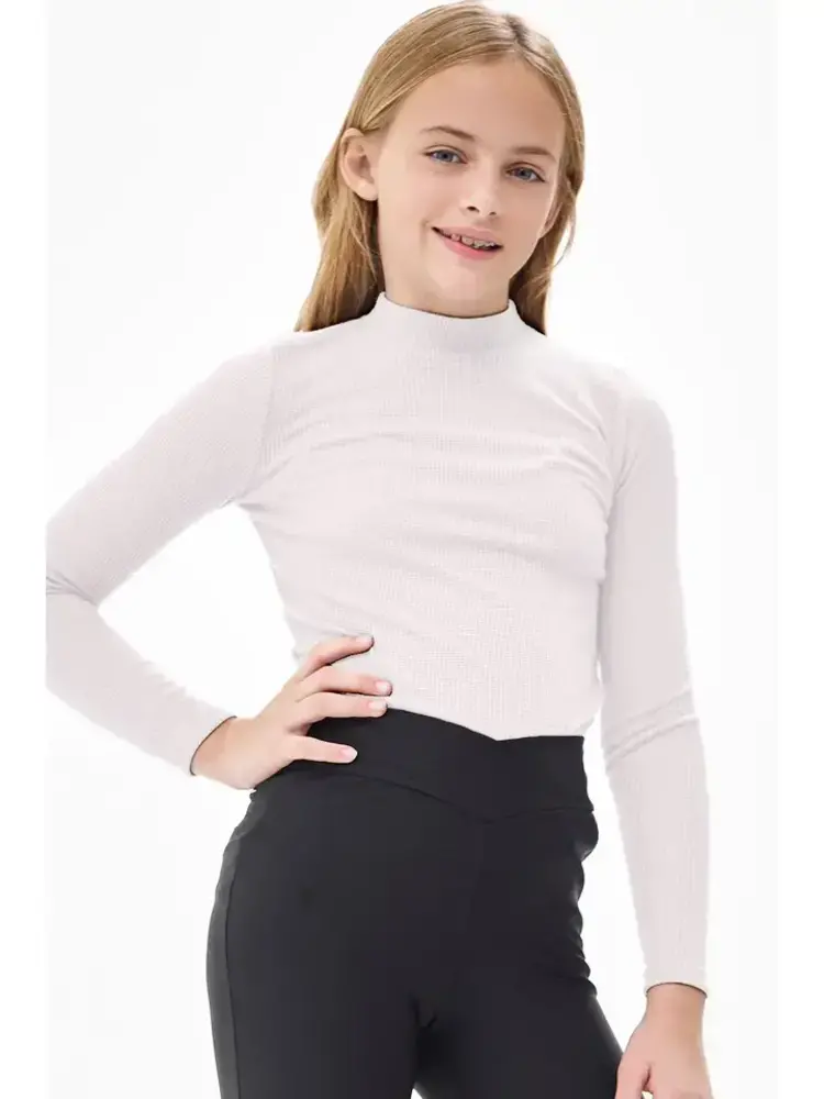 Good Girl Thermal Knit Mock Neck Basic Top -