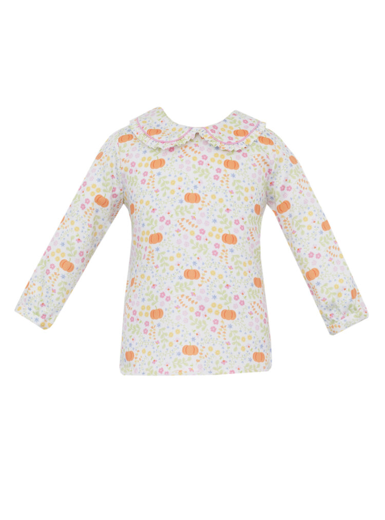 Claire & Charlie Orange & Pink Pumpkin Print Blouse