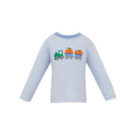 Claire & Charlie Blue Stripe Pumpkin Train Tee