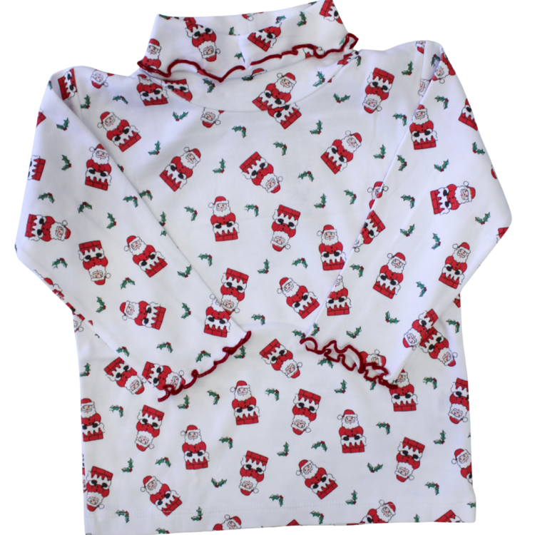 Luigi Kids Santa Lettuce Edge Turtleneck