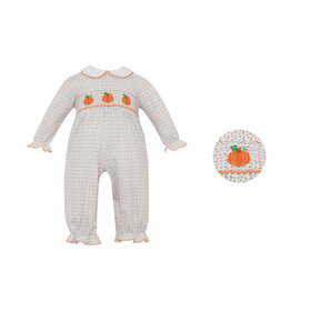 Petit Bebe Floral Knit Smock Pumpkin Romper
